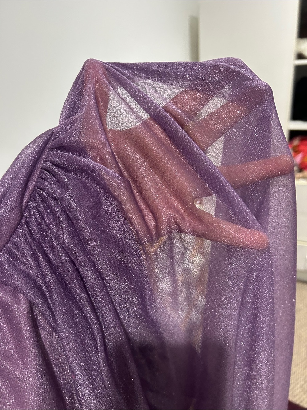 Elegant Lavender Long-Sleeve Evening Gown - Picture 4 of 7